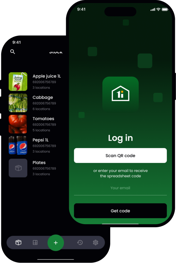 1Inventory stock list and secure login screens