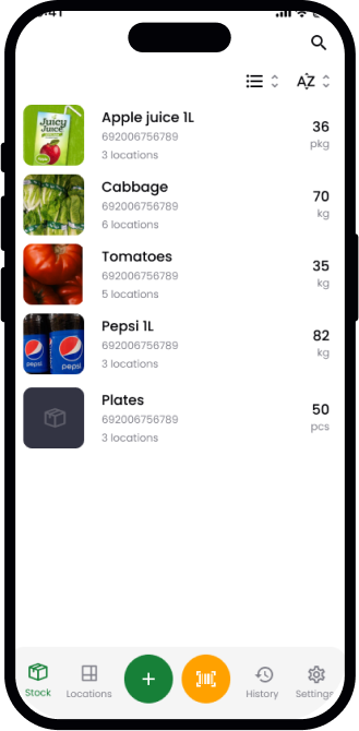 1Inventory stock list with barcode scanning